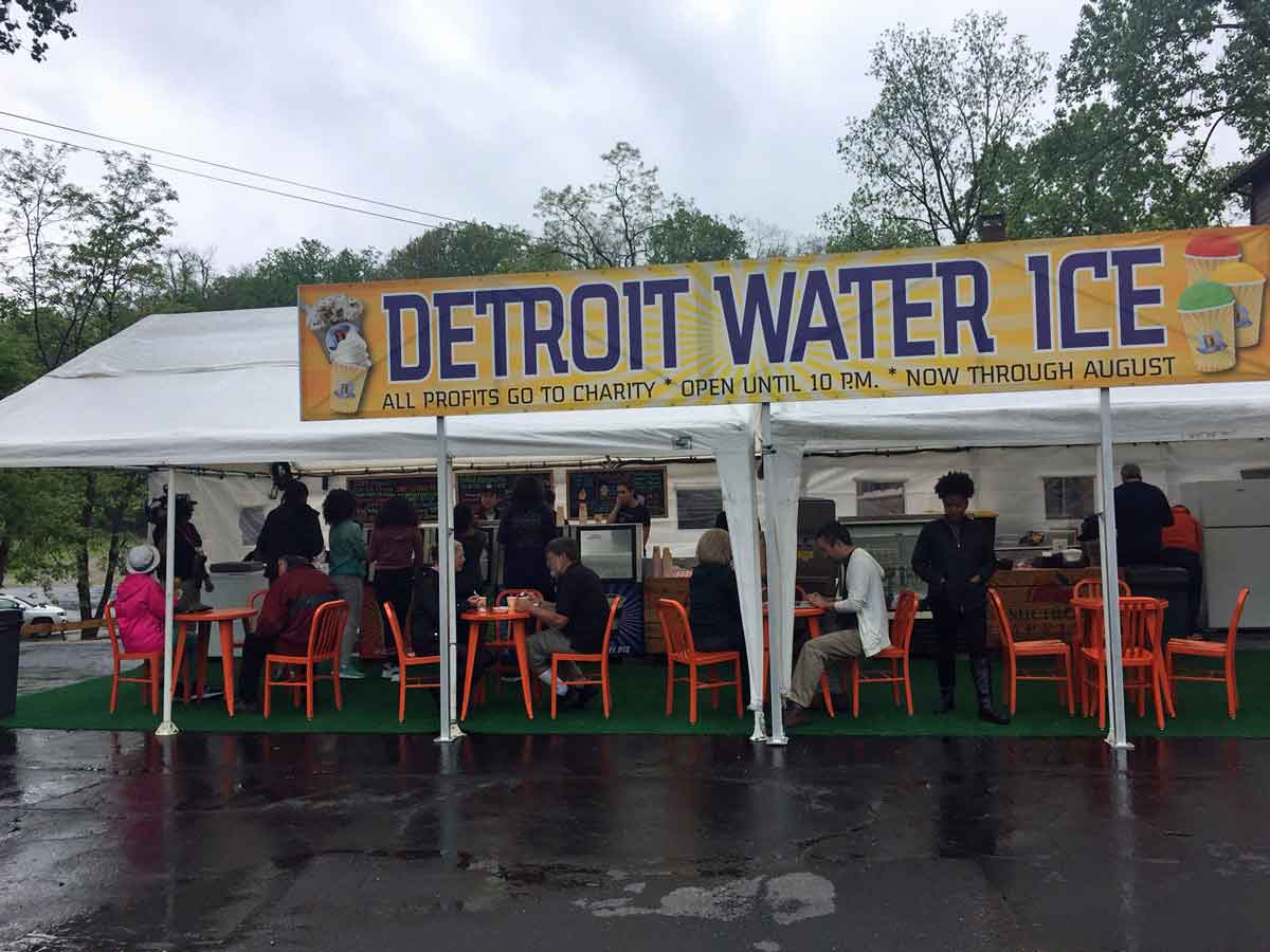 Detroit Water Ice Factory Pop-up at Franklin Cider Mill Built with the help of the Detroit Muscle Crew II