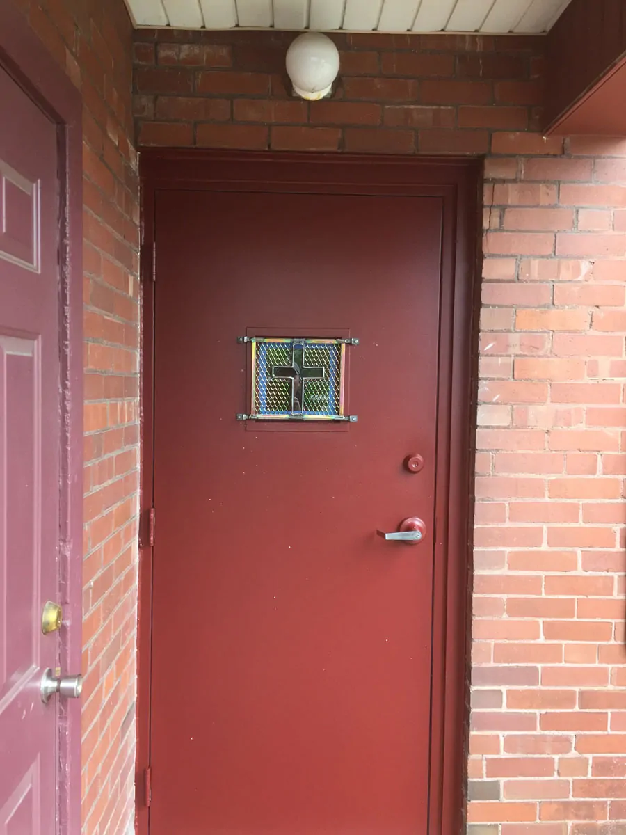 New Door at St. Anthony's Church Donated by Jon Krebs of the Madison Heights Glass Company in Ferndale, MI
